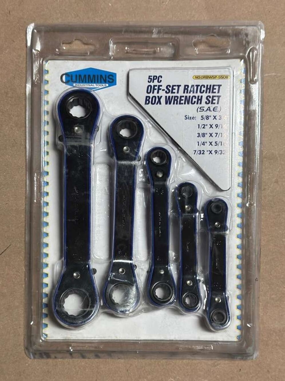 Cummins 5PC Off-Set Ratchet Box wrench set SAE - ORBWSP-5508